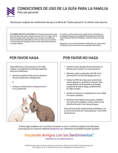 Family Guide to Making Friends with Feelings (PDF Download in Spanish)